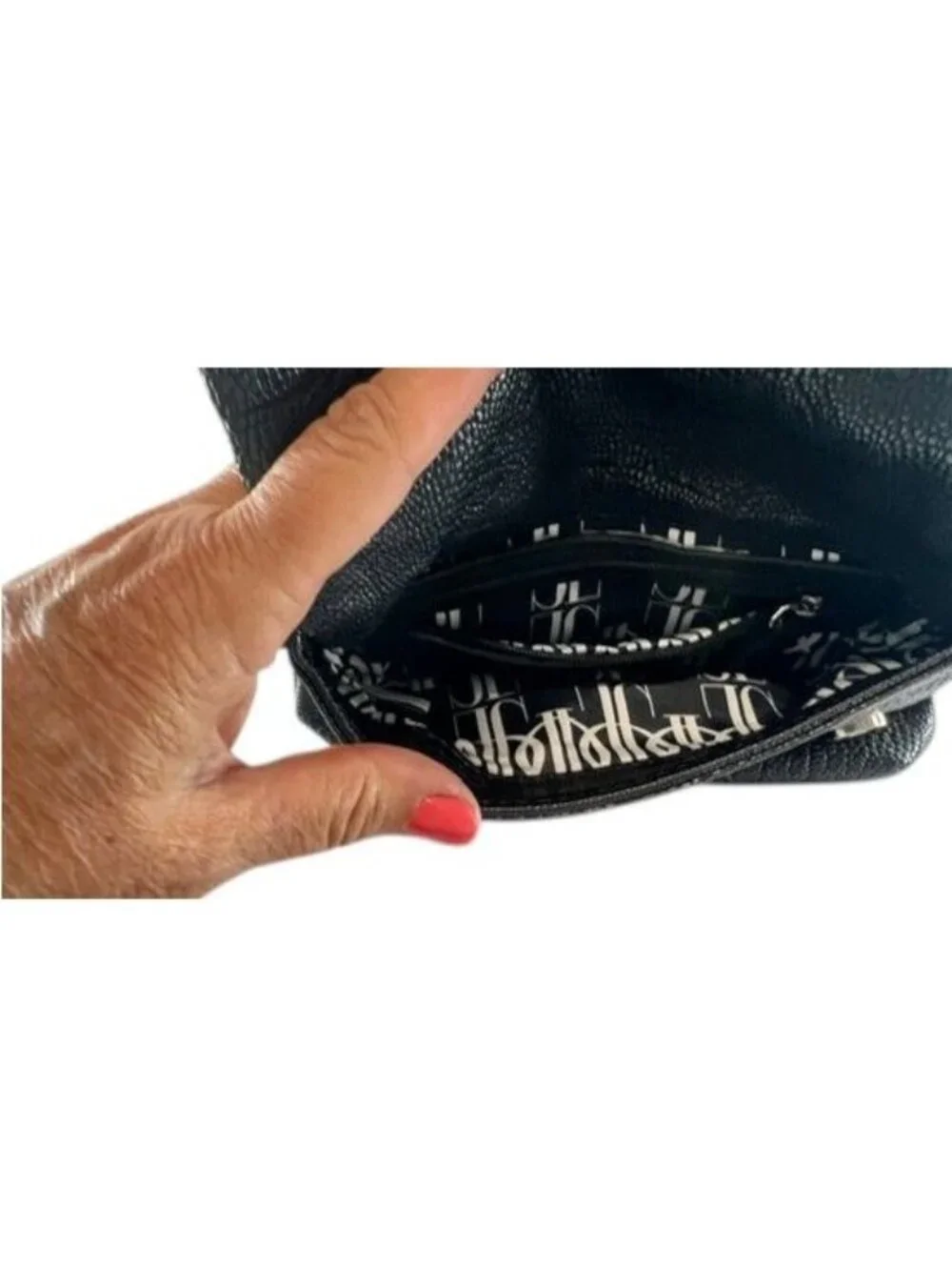 J LO clutch, wristlet, faux leather